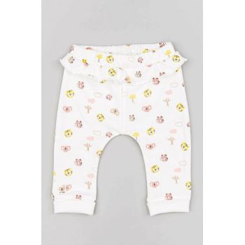 zippy pantaloni de trening pentru bebeluși culoarea alb, neted