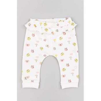 zippy pantaloni de trening pentru bebeluși culoarea alb, neted ieftini