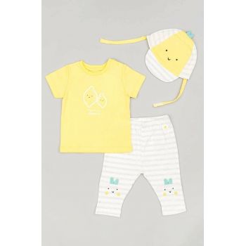 zippy set de bumbac pentru bebelusi culoarea galben de firma original