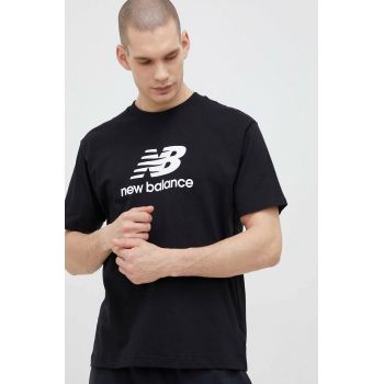 New Balance tricou din bumbac culoarea negru, cu model MT31541BK-1BK ieftin