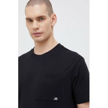 New Balance tricou din bumbac culoarea negru, neted