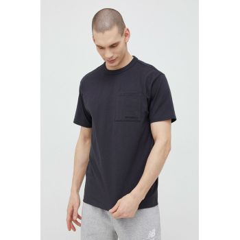 New Balance tricou din bumbac culoarea negru, uni MT23567PHM-PHM de firma original