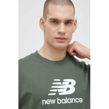 New Balance tricou din bumbac culoarea verde, cu model MT31541DON-DON ieftin