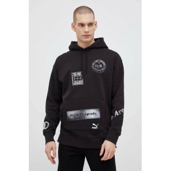Puma bluză x We Are Legends barbati, culoarea negru, cu glugă, modelator 536317-01