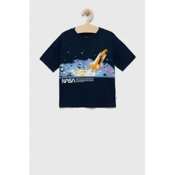 GAP tricou de bumbac pentru copii x NASA culoarea albastru marin, cu imprimeu
