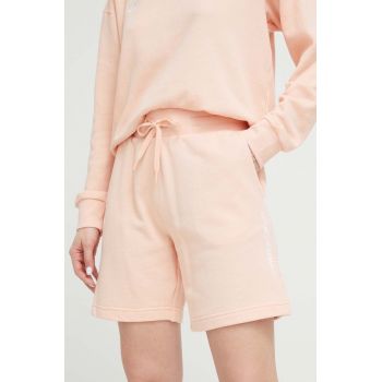 Emporio Armani Underwear pantaloni scurti femei, culoarea roz, cu imprimeu, high waist
