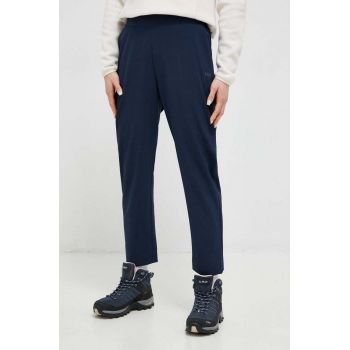 Helly Hansen pantaloni sport Thalia 2.0 femei, culoarea albastru marin, drept, high waist, 34325