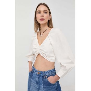 Levi's bluza din bumbac femei, culoarea alb, neted