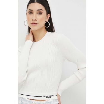 Miss Sixty longsleeve din amestec de mătase culoarea bej