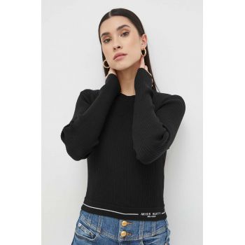 Miss Sixty longsleeve din amestec de mătase culoarea negru