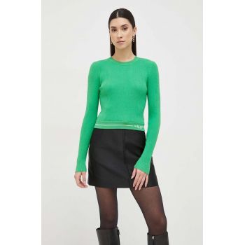 Miss Sixty longsleeve din amestec de mătase culoarea verde