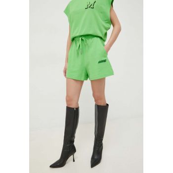 Miss Sixty pantaloni scurti din bumbac culoarea verde, cu imprimeu, high waist