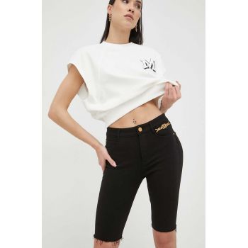 Miss Sixty pantaloni scurti femei, culoarea negru, neted, high waist