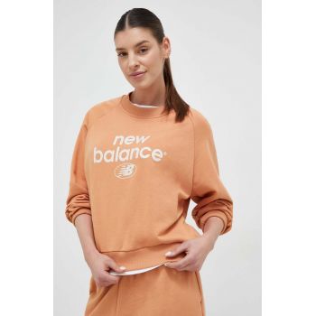 New Balance bluză femei, culoarea portocaliu, cu imprimeu WT31508SEI-SEI de firma original