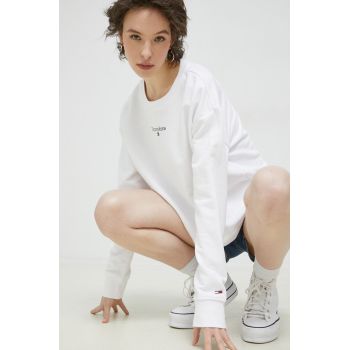 Tommy Jeans bluza femei, culoarea alb, cu imprimeu de firma original