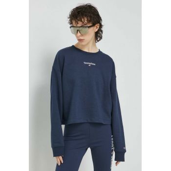 Tommy Jeans bluza femei, culoarea albastru marin, cu imprimeu ieftin