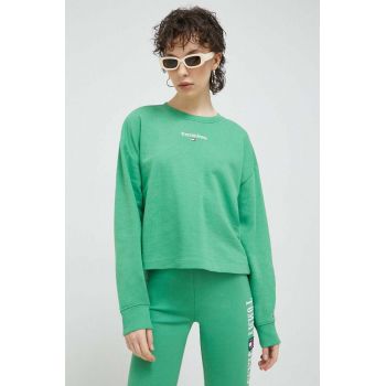 Tommy Jeans bluza femei, culoarea verde, cu imprimeu de firma original