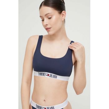 Tommy Jeans sutien de baie culoarea albastru marin, cupa moale