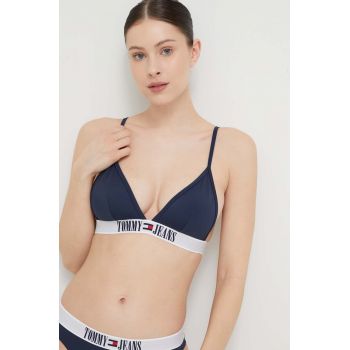 Tommy Jeans sutien de baie culoarea albastru marin, cupa usor rigidizata ieftin