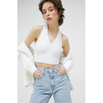 Tommy Jeans top femei, culoarea alb