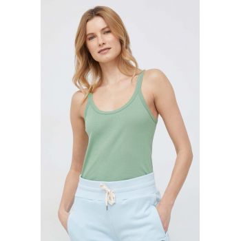 United Colors of Benetton top din bumbac culoarea verde