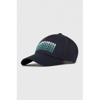BOSS șapcă de baseball din bumbac BOSS GREEN culoarea albastru marin, cu imprimeu de firma originala