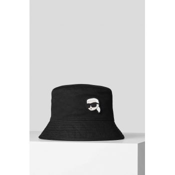 Karl Lagerfeld palarie reversibila din bumbac culoarea negru, bumbac de firma originala