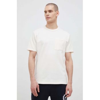 New Balance tricou din bumbac culoarea bej, neted ieftin