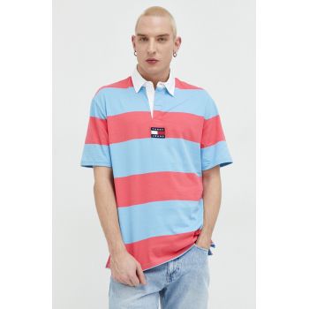 Tommy Jeans polo de bumbac culoarea roz, modelator