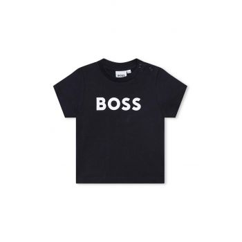 BOSS tricou bebe culoarea albastru marin, cu imprimeu