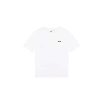 BOSS tricou de bumbac pentru copii culoarea alb, neted
