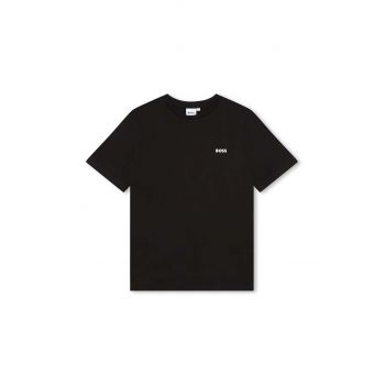 BOSS tricou de bumbac pentru copii culoarea negru, neted de firma original