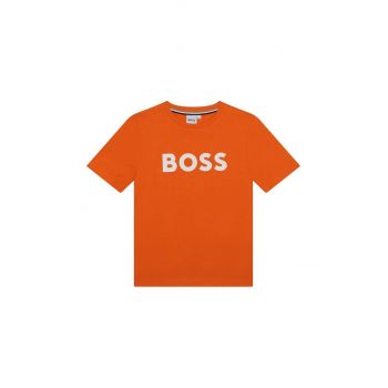 BOSS tricou de bumbac pentru copii culoarea portocaliu, cu imprimeu