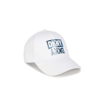 Dkny șapcă din bumbac pentru copii culoarea alb, cu imprimeu de firma originala