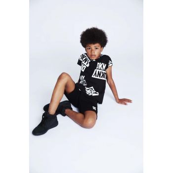 Dkny tricou de bumbac pentru copii culoarea negru, modelator