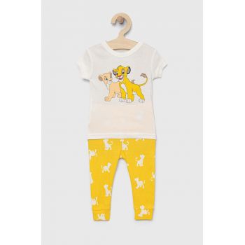 GAP pijamale de bumbac pentru copii culoarea galben, modelator