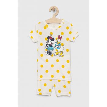GAP pijamale de bumbac pentru copii x Disney culoarea galben, modelator