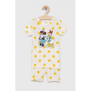 GAP pijamale de bumbac pentru copii x Disney culoarea galben, modelator ieftine