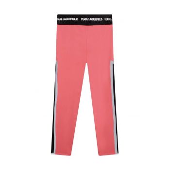 Karl Lagerfeld leggins copii culoarea roz, cu imprimeu ieftini