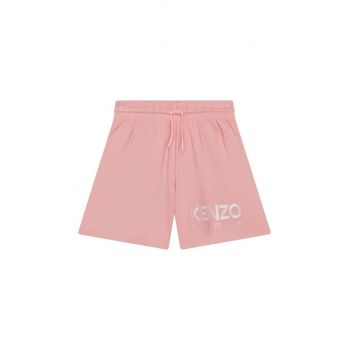 Kenzo Kids pantaloni scurți din bumbac pentru copii culoarea roz, cu imprimeu, talie reglabila
