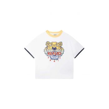 Kenzo Kids tricou de bumbac pentru copii culoarea alb, cu imprimeu