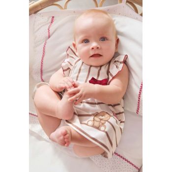 Mayoral Newborn rochie bebe culoarea bej, mini, evazati ieftina