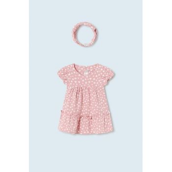 Mayoral Newborn rochie din bumbac pentru bebeluși culoarea roz, mini, evazati