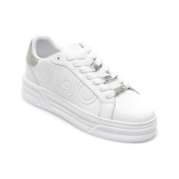 Pantofi sport LIU JO albi, CLEO09, din piele naturala si piele ecologica