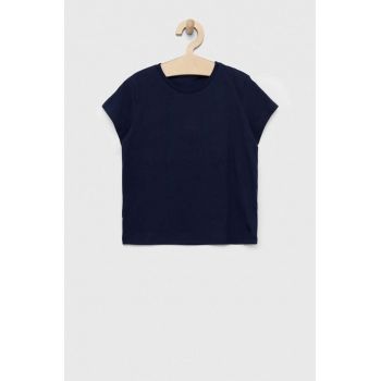 United Colors of Benetton tricou de bumbac pentru copii culoarea albastru marin, neted