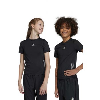adidas tricou copii U RUN 3S culoarea negru, modelator de firma original