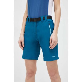 CMP pantaloni scurti femei, culoarea turcoaz, neted, high waist