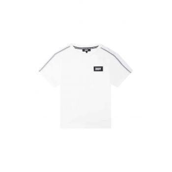 Dkny tricou de bumbac pentru copii culoarea alb, cu imprimeu de firma original