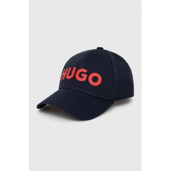 HUGO șapcă de baseball din bumbac culoarea albastru marin, cu imprimeu de firma originala
