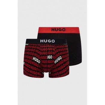 HUGO boxeri 2-pack barbati, culoarea rosu de firma originali